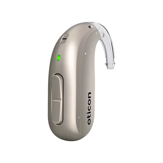 Marcas Oticon_Intent_miniBTE_H2-2025_Left_C090ChromaBeige_Hook_1200x1200px_Original file